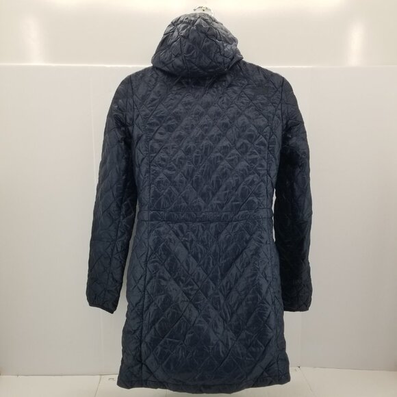 THE NORTH FACE Thermoball  Quilt Jacket Blue Womens Trench Coat With Hood Size S - Picture 2 of 13